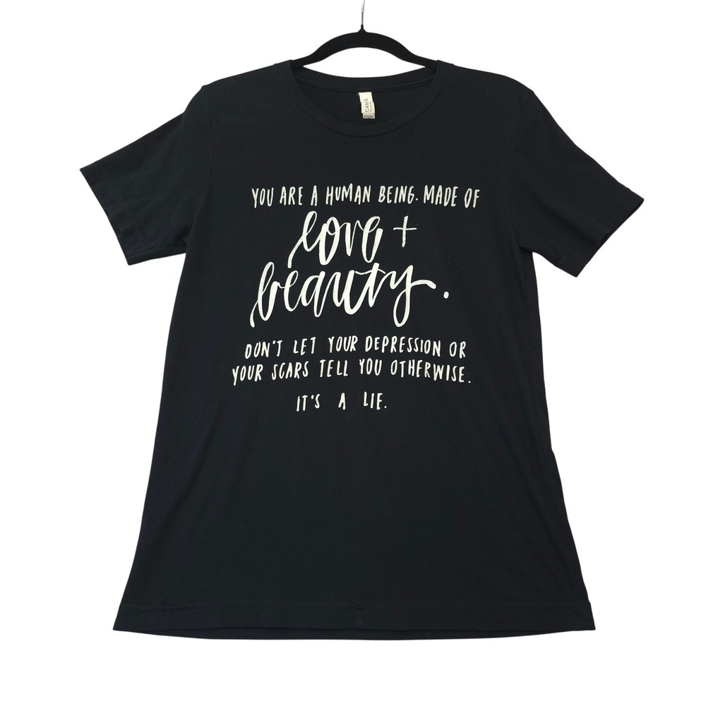 Bella Canvas Mental Health Awareness Graphic T-Shirt Black Small Love Beauty